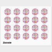 Fun Roze achtergrond met Cute kittens Classic Roun Ronde Sticker (Vel)