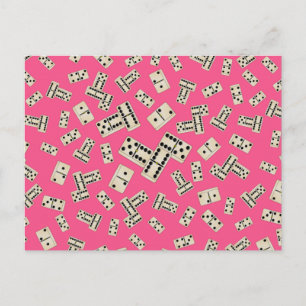 Fun roze domino-patroon briefkaart