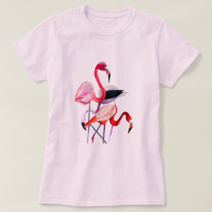 Fun roze flamingo waterverf illustratie t-shirt