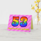 Fun. roze stripes, harten, regenboognr. 53e verjaa kaart (Gele Bloem)