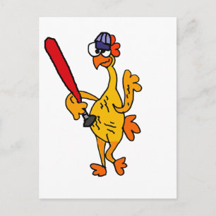 Fun Rubber Chicken Spel Baseball Cartoon Briefkaart