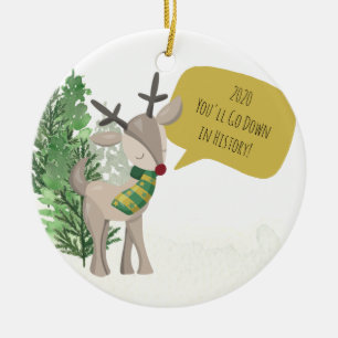 Fun Rudolph Reindeer 2020 Kerstmis Keramisch Ornament