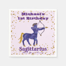 Fun Sagittarius First Birthday & Gold Confetti