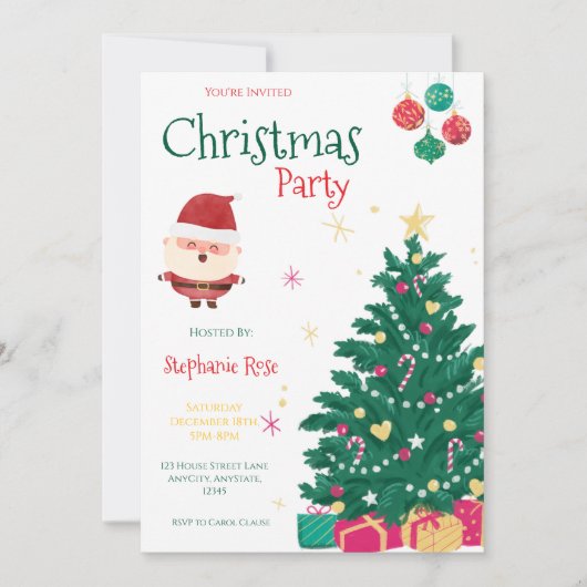 Fun Santa Christmas Party Invitation (Devant)