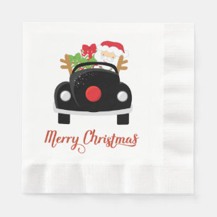 Fun Santa in Car-kerstpapier Napkins Servet