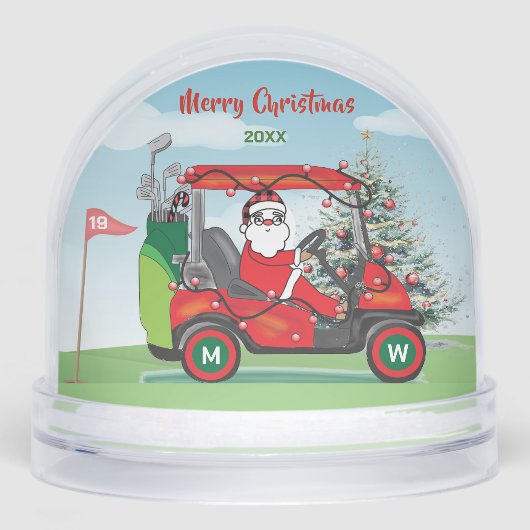 FUN SANTA PLAYS GOLF 19TH HOLE SNEEUWBOL (Voorkant)