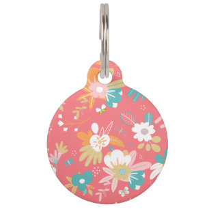 Fun scandi-bloemen huisdierpenning