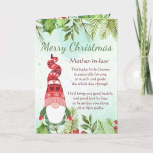 Fun, schoonmoeder kerstmis, Lucky Gnome Blank Card Kaart