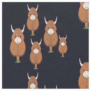 Fun Scottish Highland Koe Stof