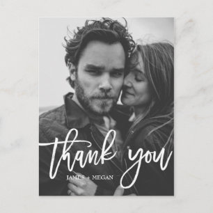 Fun Script Calligraphy Foto Weddenschap Ik dank je Briefkaart