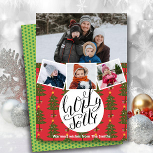 Fun Script Holly Jolly Festive kerstpine Tre Feestdagenkaart