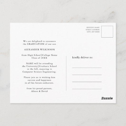 Fun Scripty Red Afstuderen BBQ Party Invitation Briefkaart (Achterkant)