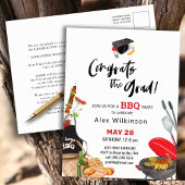 Fun Scripty Red Graduation BBQ Party Invitation