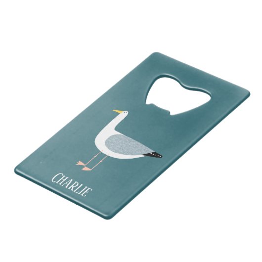 Fun Seagull Kredietkaart Flessenopener (Voorkant Gekanteld)