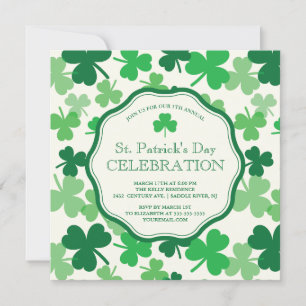 Fun Shamrock St. Patrick's Party Invitation Kaart