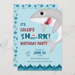 Fun Shark Attack Birthday Party Invitation Kaart