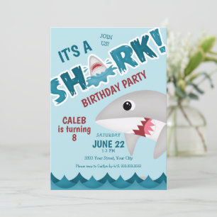 Fun Shark Birthday Party Invitation Kaart