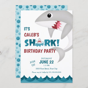 Fun Shark Birthday Party Invitation Kaart