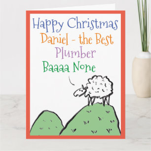 Fun Sheep Design Happy Kerstmis op een Plumcard Kaart