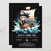 Fun Ship Pirate Verjaardag Kaart (Voorkant / Achterkant)