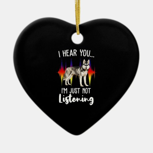 Fun Siberian Husky hoort je Keramisch Ornament (Voorkant)