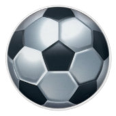 Fun Silver Black voetbal home decor pull Keramische Knop (Voorkant)