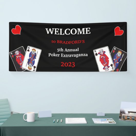 Fun Skeleton Kings en Queens Poker Plays Spandoek (Beurs)