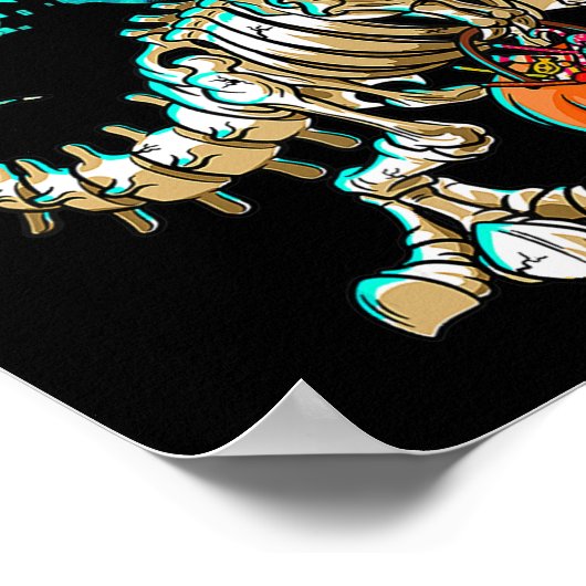 Fun Skeleton TRex Halloween Boys Dino Kinder Fossi Poster (Hoek)