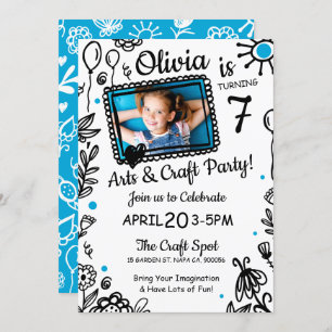 Fun Sketch Doodle Crafts Birthday Party Invitation Kaart
