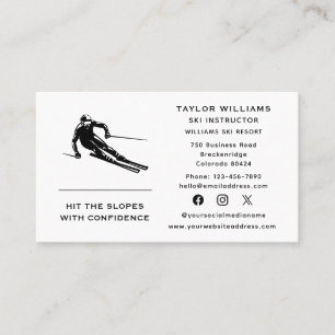 Fun Skier Skicoach Ski Instructeur Social Media Visitekaartje