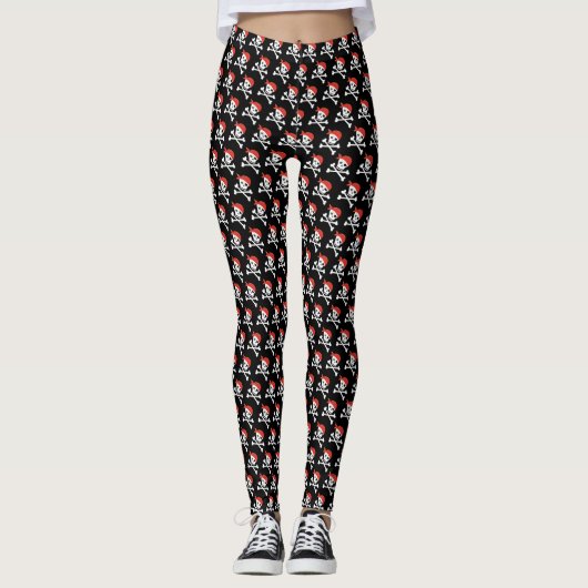 Fun Skull and Crossbones Pattern Pirate Leggings (Voorkant)