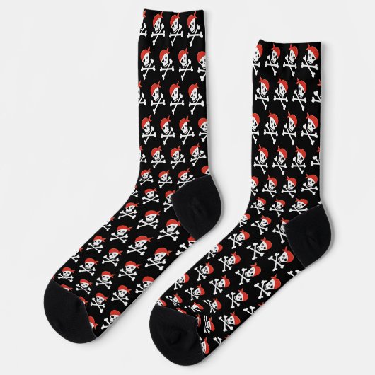 Fun Skull and Crossbones Pattern Pirate Sokken (Links)