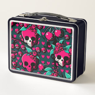 Fun Skull & Cherries Roze Black Green Art