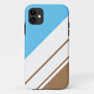 Fun Sky Blue Mocha Diagonaal Wit Racing Stripes iPhone 11 Hoesje
