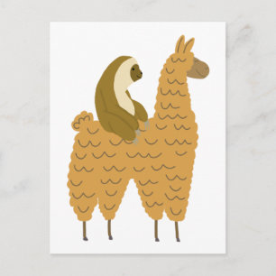 Fun Sloth Riding a Llama Briefkaart
