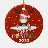 Fun smerig Christmaskerrendiergezichtsmasker met f Keramisch Ornament (Voorkant)