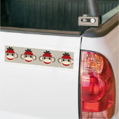 Fun Smilling Red Sock Monkey Happy Patronen Bumpersticker (Op Truck)