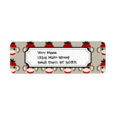 Fun Smilling Red Sock Monkey Happy Patronen Etiket (Voorkant)