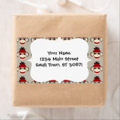 Fun Smilling Red Sock Monkey Happy Patronen Etiket (Insitu)