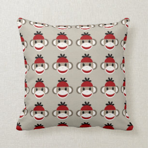 Fun Smilling Red Sock Monkey Happy Patronen Kussen
