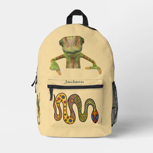 Fun Snake Chameleon Gepersonaliseerde Kinderen Bedrukte Rugzak (Voorkant)