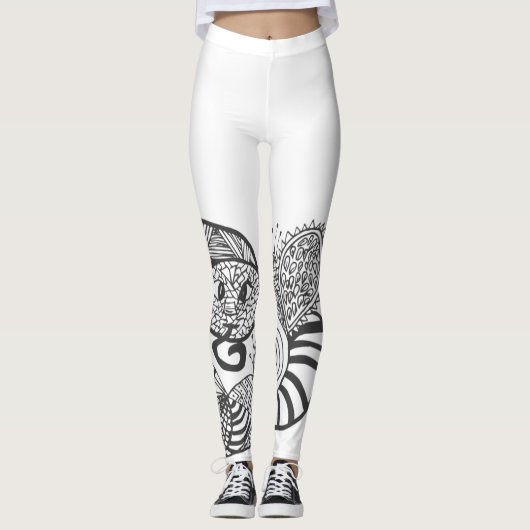 Fun Snake Doodle Patroon Leggings (Voorkant)