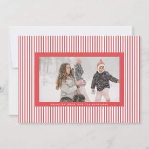 Fun Snoep Red Merry Kerstmis Pin Stripe Foto Feestdagenkaart