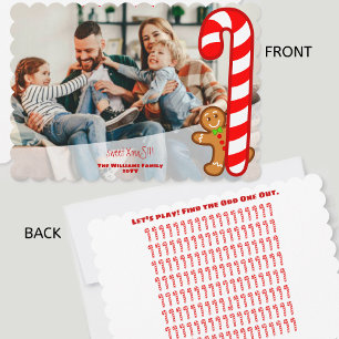 Fun snoepje XmaS Gingerbrood-Candy Cane-Odd One Ou Feestdagenkaart