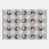 Fun Snowflake Blue Red Grey kerstmis Foto Inpakpapier Vel (Voorkant 2)