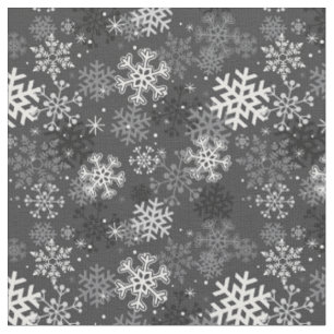 Fun Snowflake Print Fabric, grijs Stof