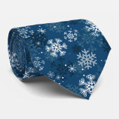 Fun Snowflake Print Stropdas, blauw Stropdas (Opgerold)