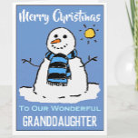 Fun Snowman Carte de Noël pour notre petite-fille<br><div class="desc">Dessin de bonhomme de neige amusant sur une carte de Noël festive. Carte de Noël pour notre merveilleuse petite-fille.</div>