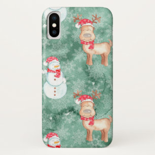Fun Snowman et Reindeer coque iphone de Noël