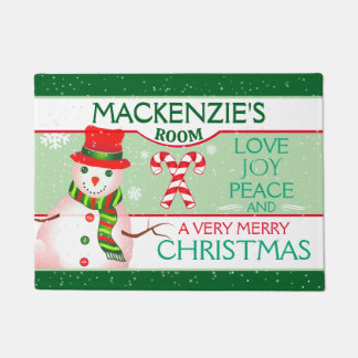 FUN Snowman for CHILD'S ROOM | Two GREEN Christmas Deurmat